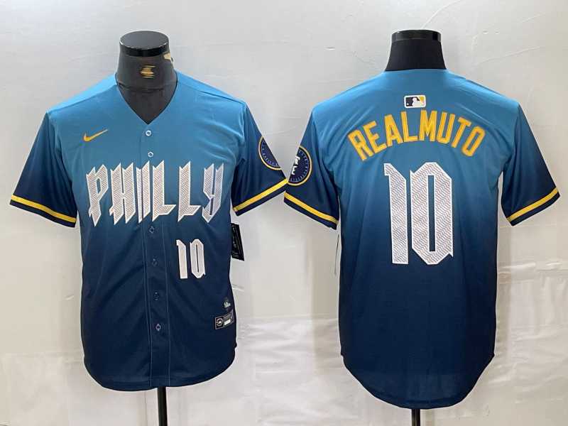 Men's Philadelphia Phillies #10 JT Realmuto Number Blue 2024 City Connect Limited Stitched Jersey,We sell and wholesale Men's Philadelphia Phillies #10 JT Realmuto Number Blue 2024 City Connect Limited Stitched Jersey on line form chian!